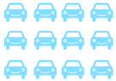 Twelve Small Blue Junk Car Icons